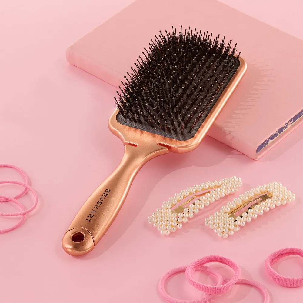 BrushArt Hair Plochý kartáč s kančími štětinami 1 ks bronzová