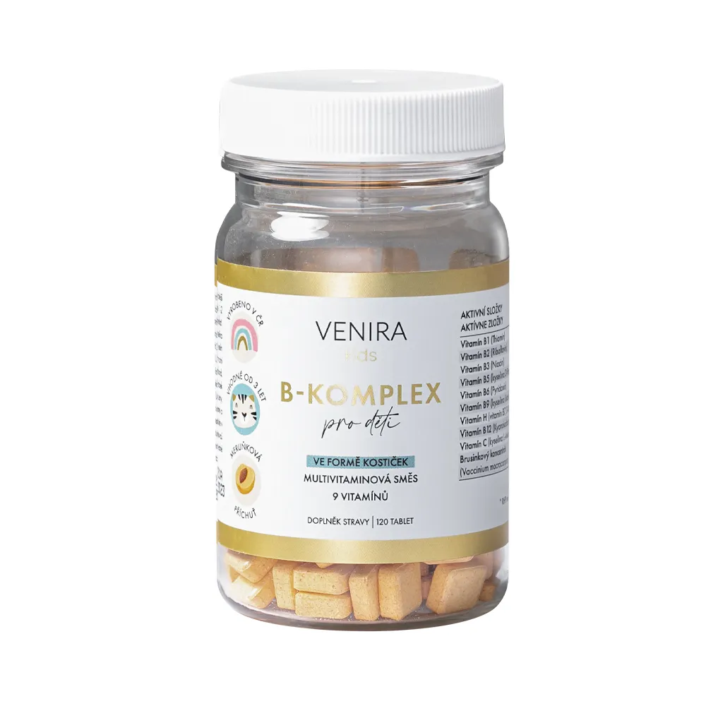 Venira kids B-komplex pro děti ve formě kostiček meruňka 120 tablet
