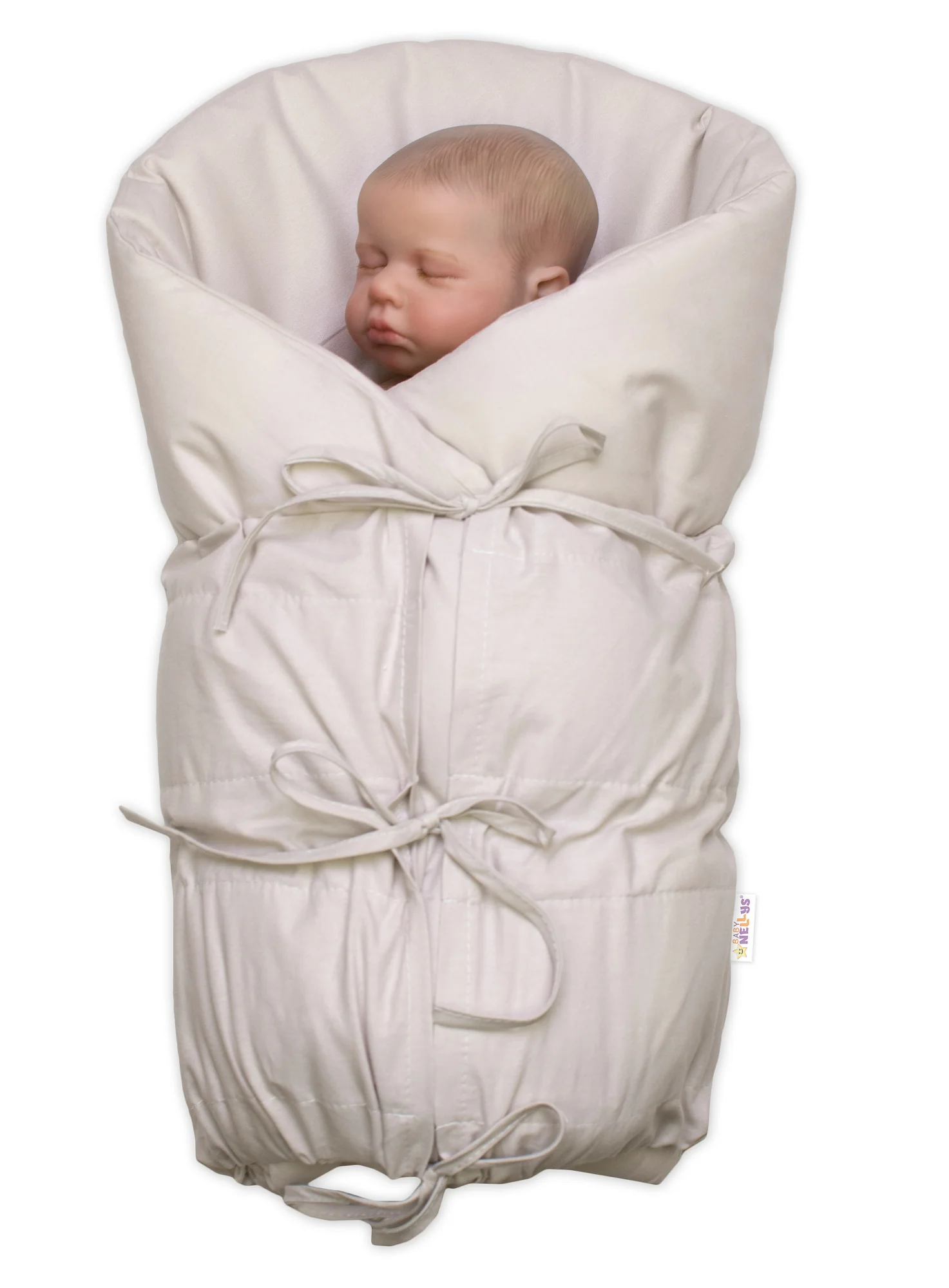 Baby Nellys Klasická retro zavinovačka NATURE šněrovací s výplní - béžová