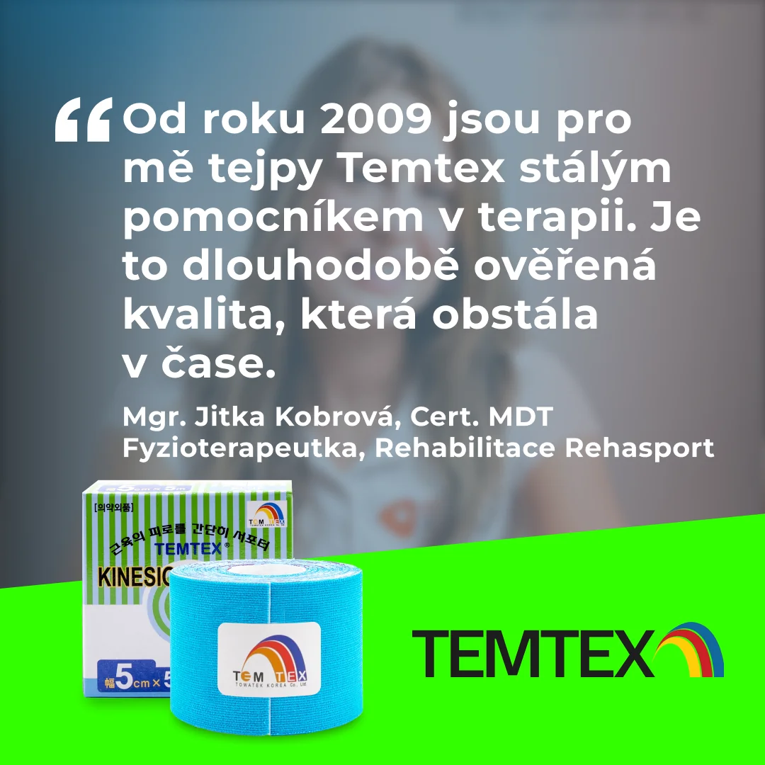 TEMTEX Kinesio tape Tourmaline, žlutá tejpovací páska 5cm x 5m
