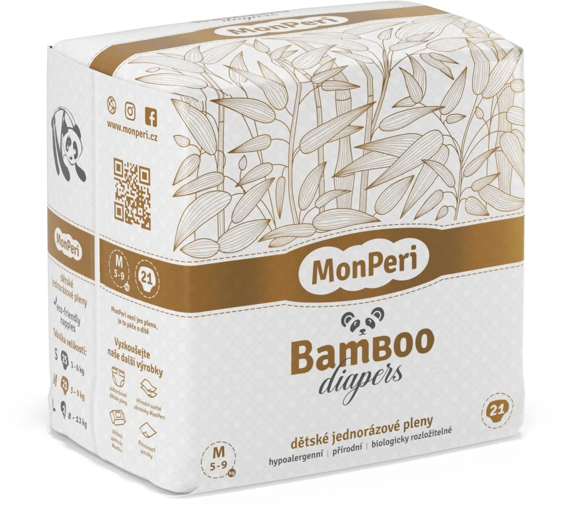 MonPeri Bamboo M 5-9 kg dětské plenky 21 ks