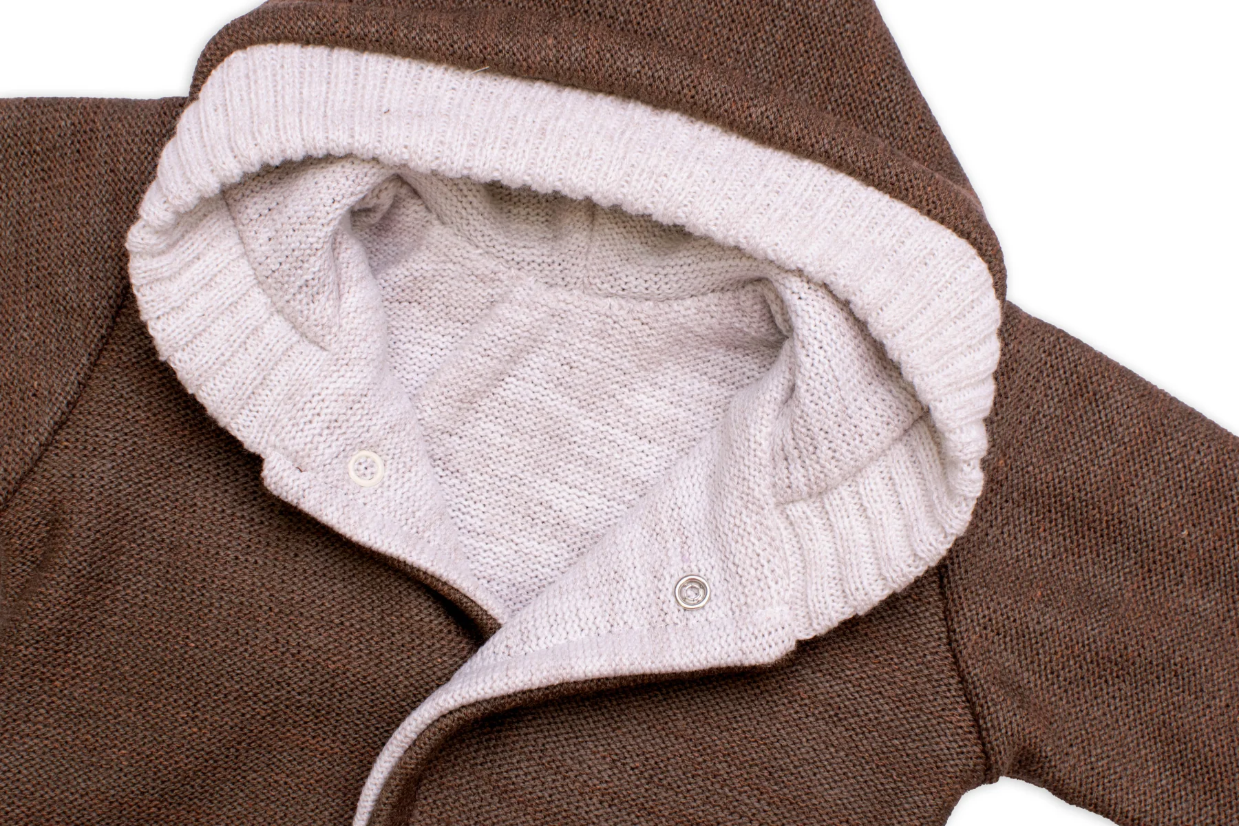 Baby Nellys Rostoucí oboustranný svetřík s kapucí Hand Made, hnědá-béžová, vel. 68/74