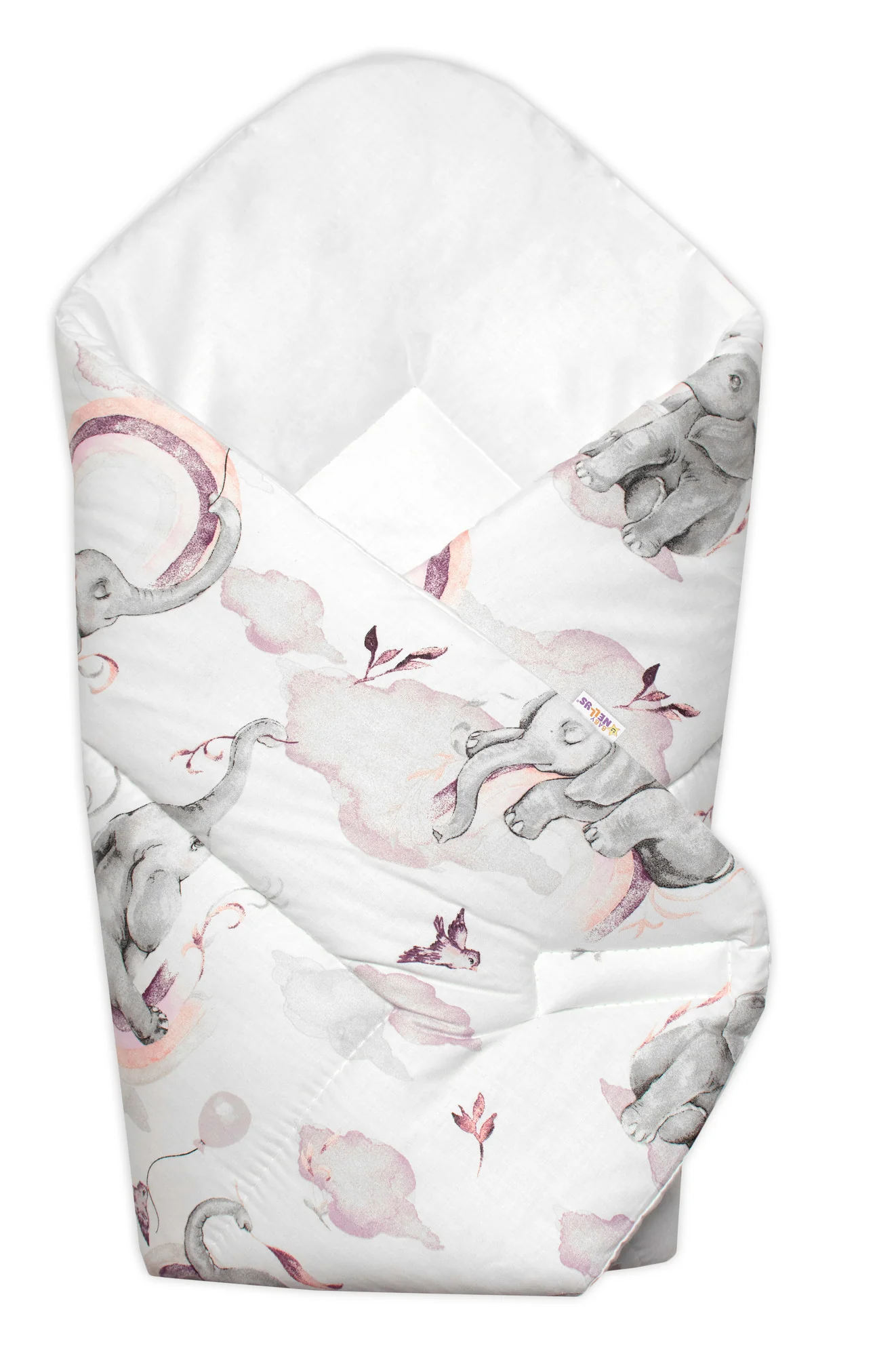 Baby Nellys 6-ti dílná výhod. sada s dárkem pro miminko , 120x90 Slon a duha, růžová/bílá