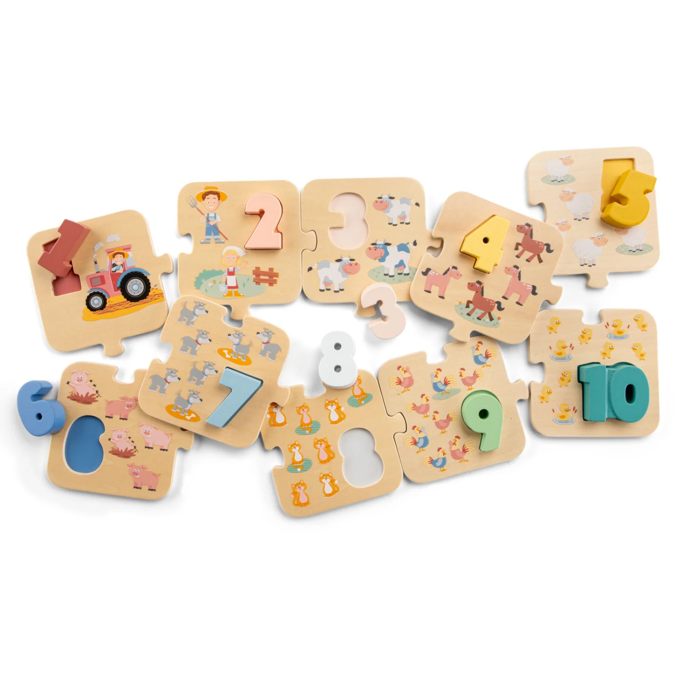 New Classic Toys Puzzle - Učíme se číslice - farma