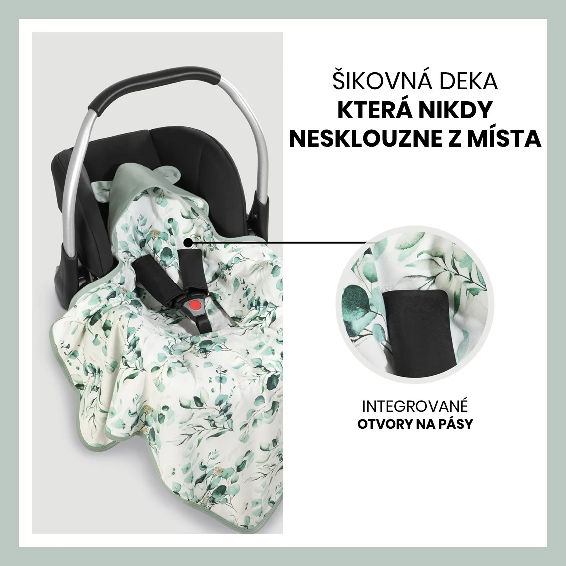 Hauck Zavinovací deka do autosedačky a kočárku Snuggle Leaves Mint