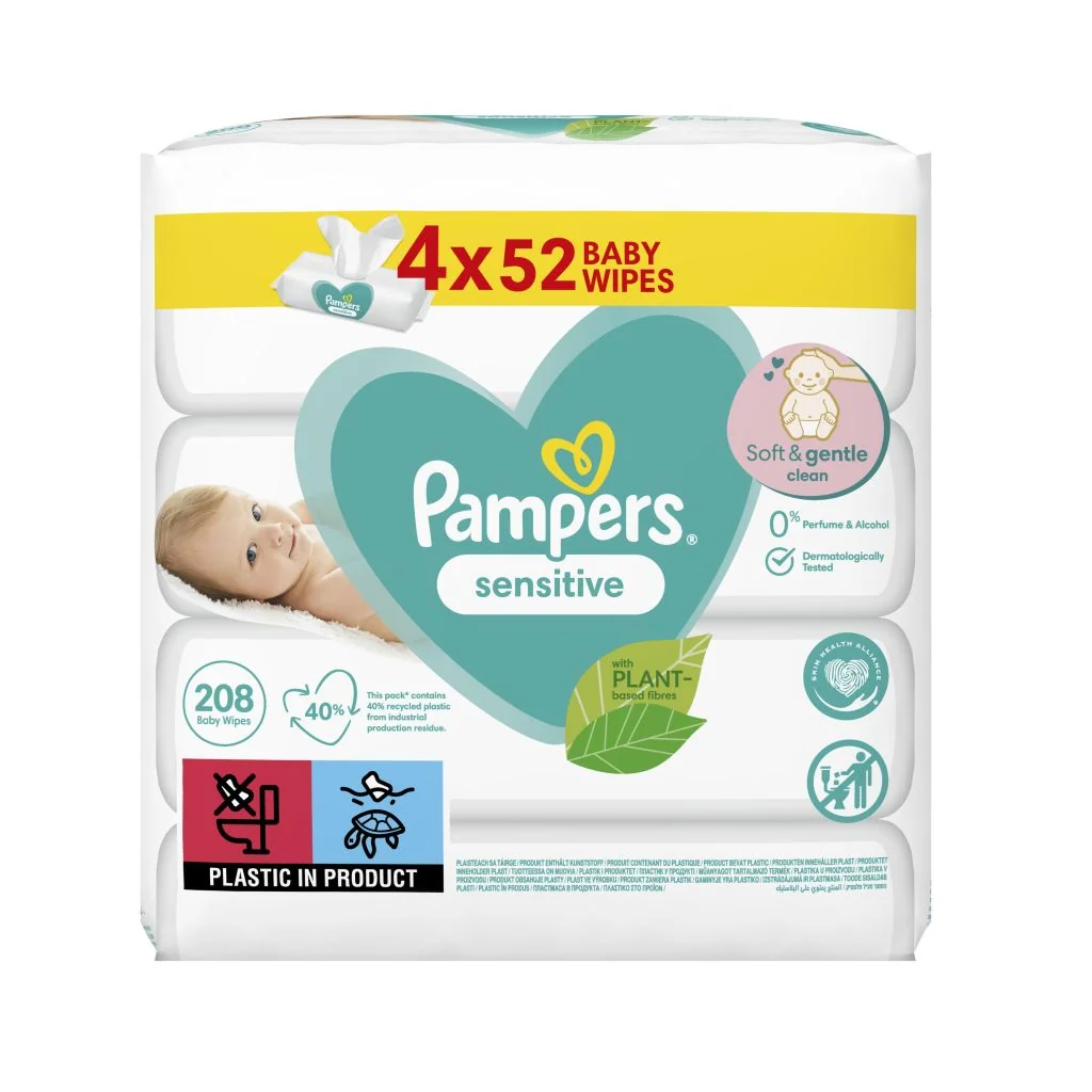 Pampers Sensitive vlhčené ubrousky 4x52 ks