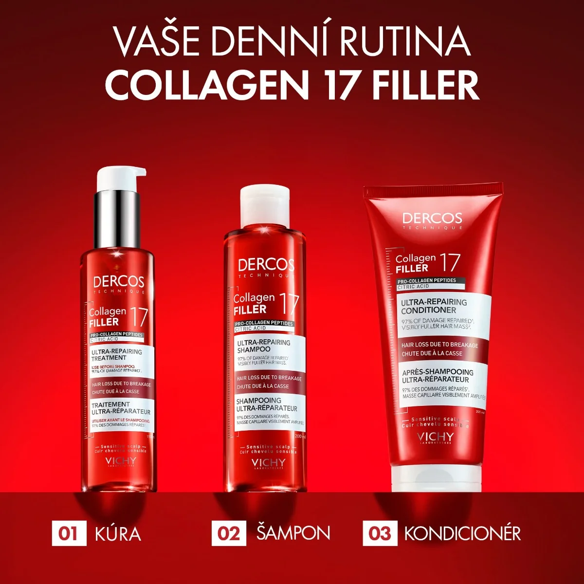 Vichy Dercos Collagen 17 Filler ultra-regenerační kondicionér 200 ml