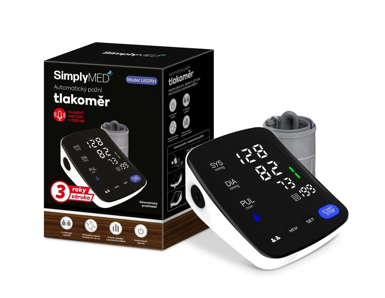 SimplyMed Automatický pažní digitální tlakoměr U82RH