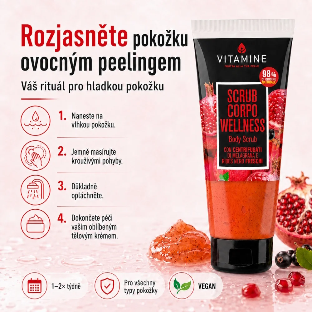 Vitamine Wellness Granátové jablko a rybíz tělový peeling 200 ml