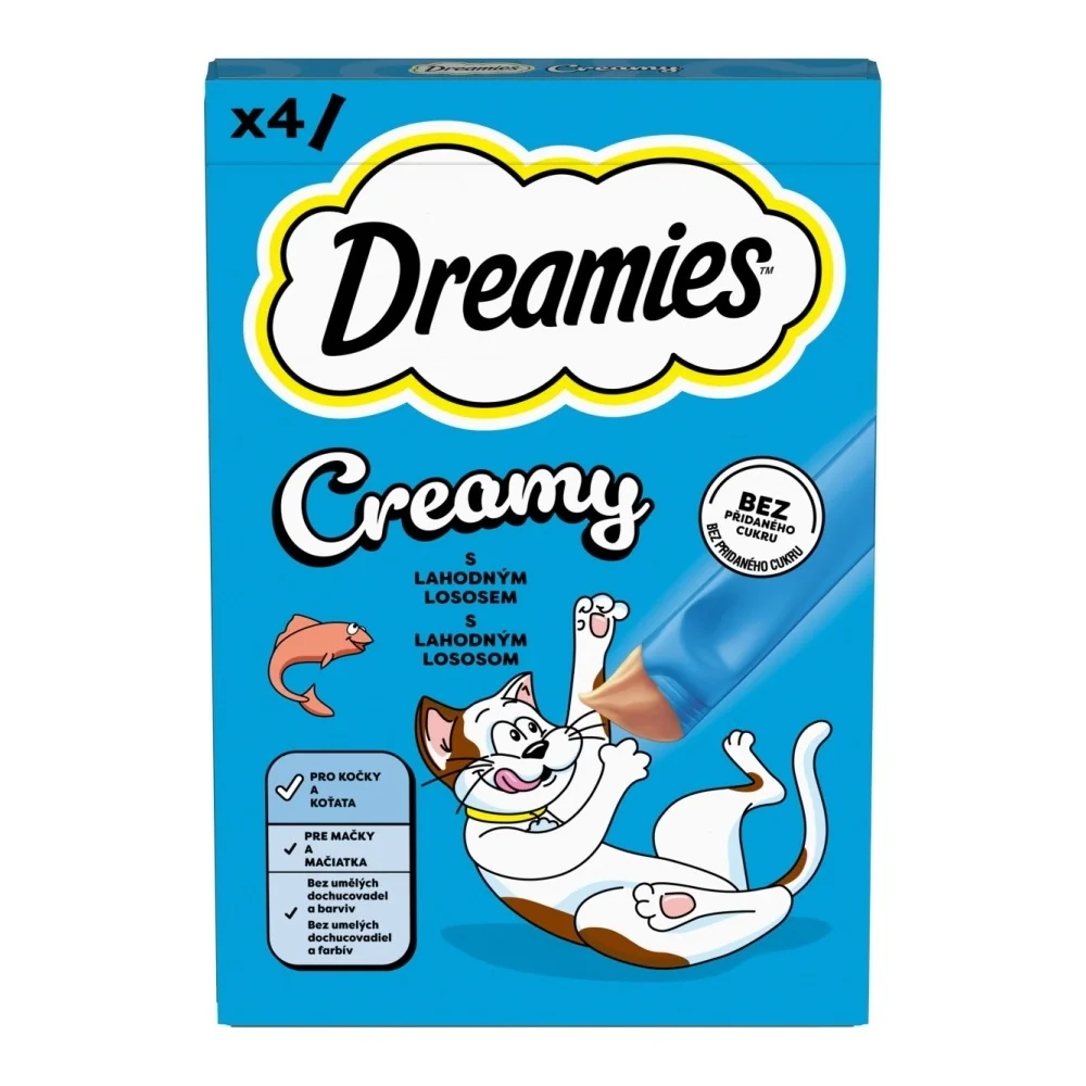 Dreamies Creamy pochoutka s lososem 4x10 g