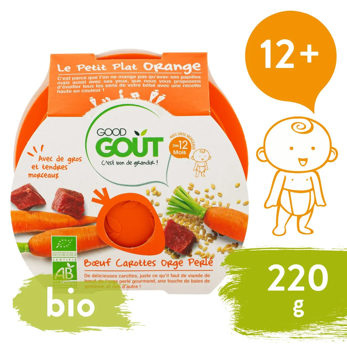 Good Gout BIO Hovězí s mrkví a ječnými kroupami 12m+ 220 g