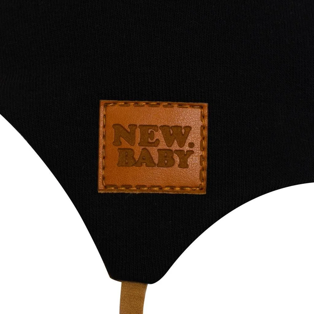 New Baby Kojenecká bavlněná čepička s oušky Favorite černá, vel. 74 (6-9m)