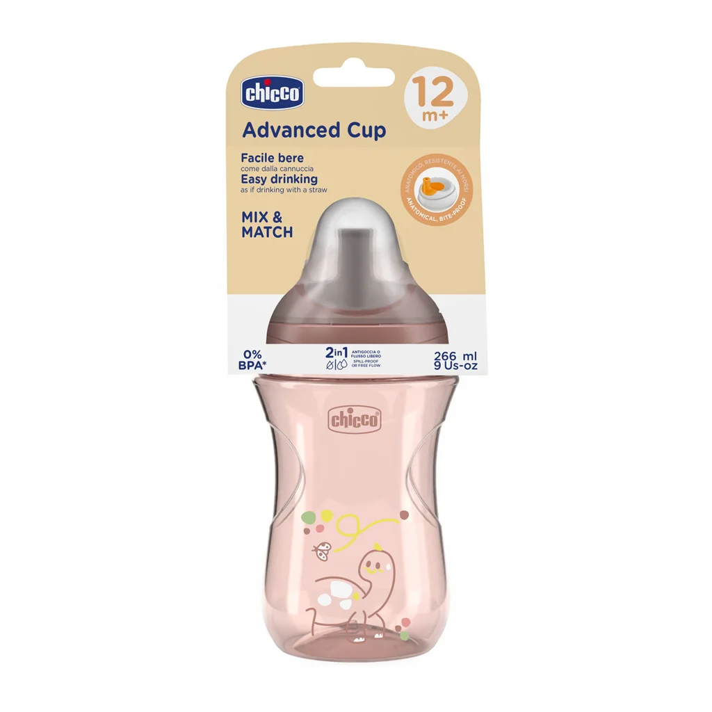 Chicco Hrneček Advanced se slámkovým náústkem 12m+ 266 ml pink