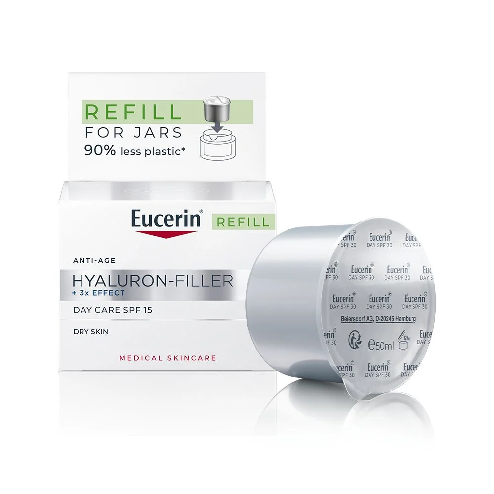 Eucerin Hyaluron-Filler + 3x Effect SPF15 denní krém pro suchou pleť náhradní náplň 50 ml