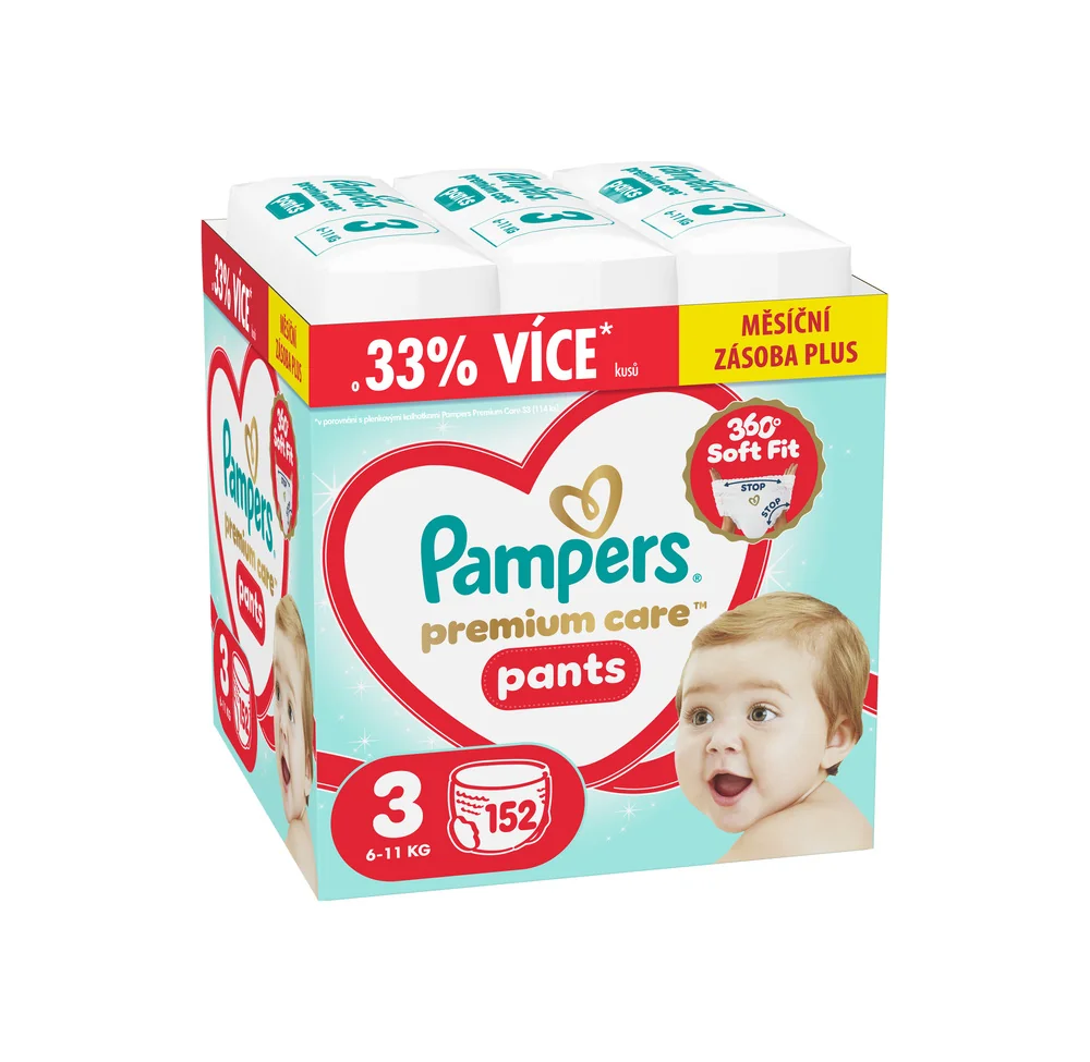 Pampers Premium Care Pants vel. 3 6–11 kg plenkové kalhotky 152 ks