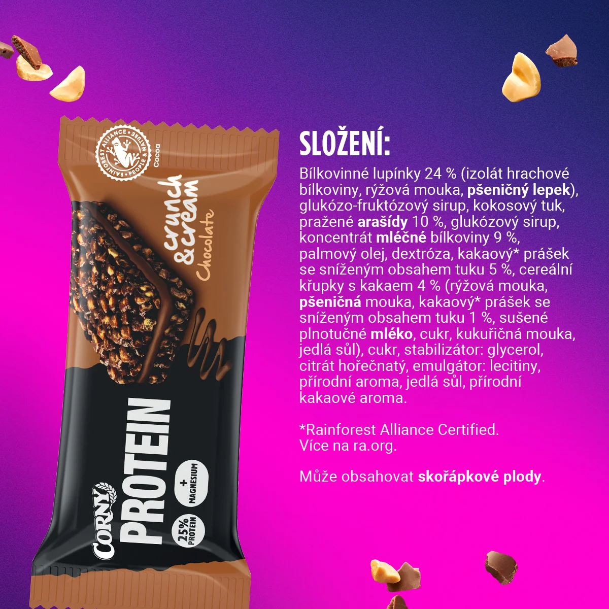 Corny Protein Crunch & Cream čokoláda 35 g