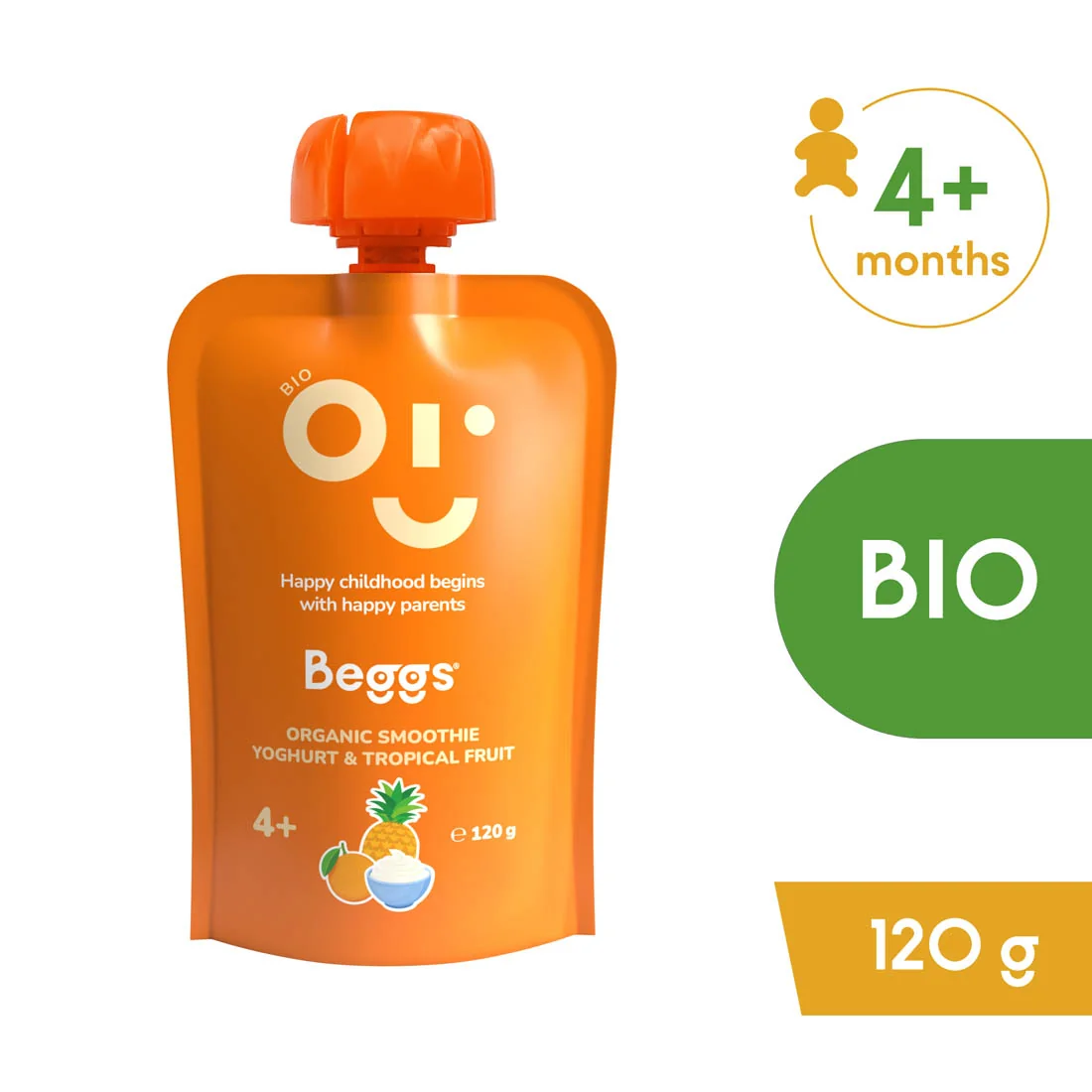 Beggs BIO Kapsička smoothie s jogurtem a tropickým ovocem 4m+ 120 g