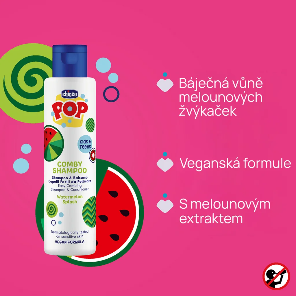 Chicco Comby Watermelon POP Šampon a kondicionér pro děti a teenagery 250 ml