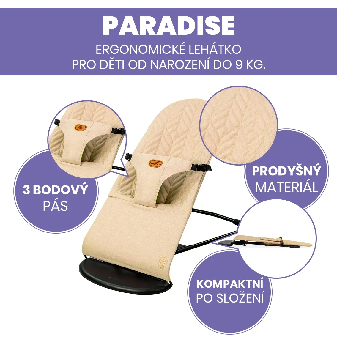 Asalvo PARADISE dětské lehátko, beige