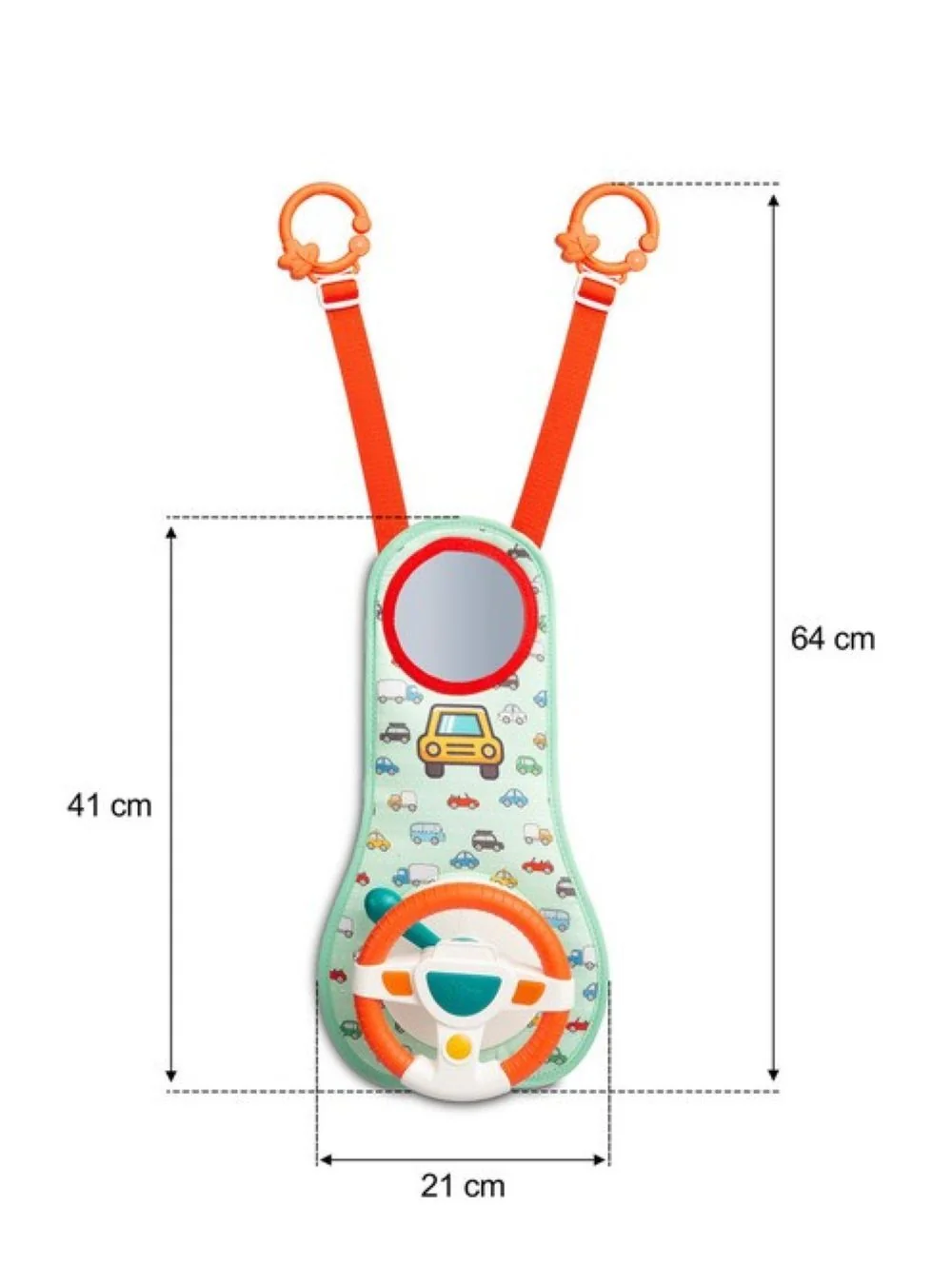 Toyz Závěsná edukační hračka s volantem - zelená, oranžová