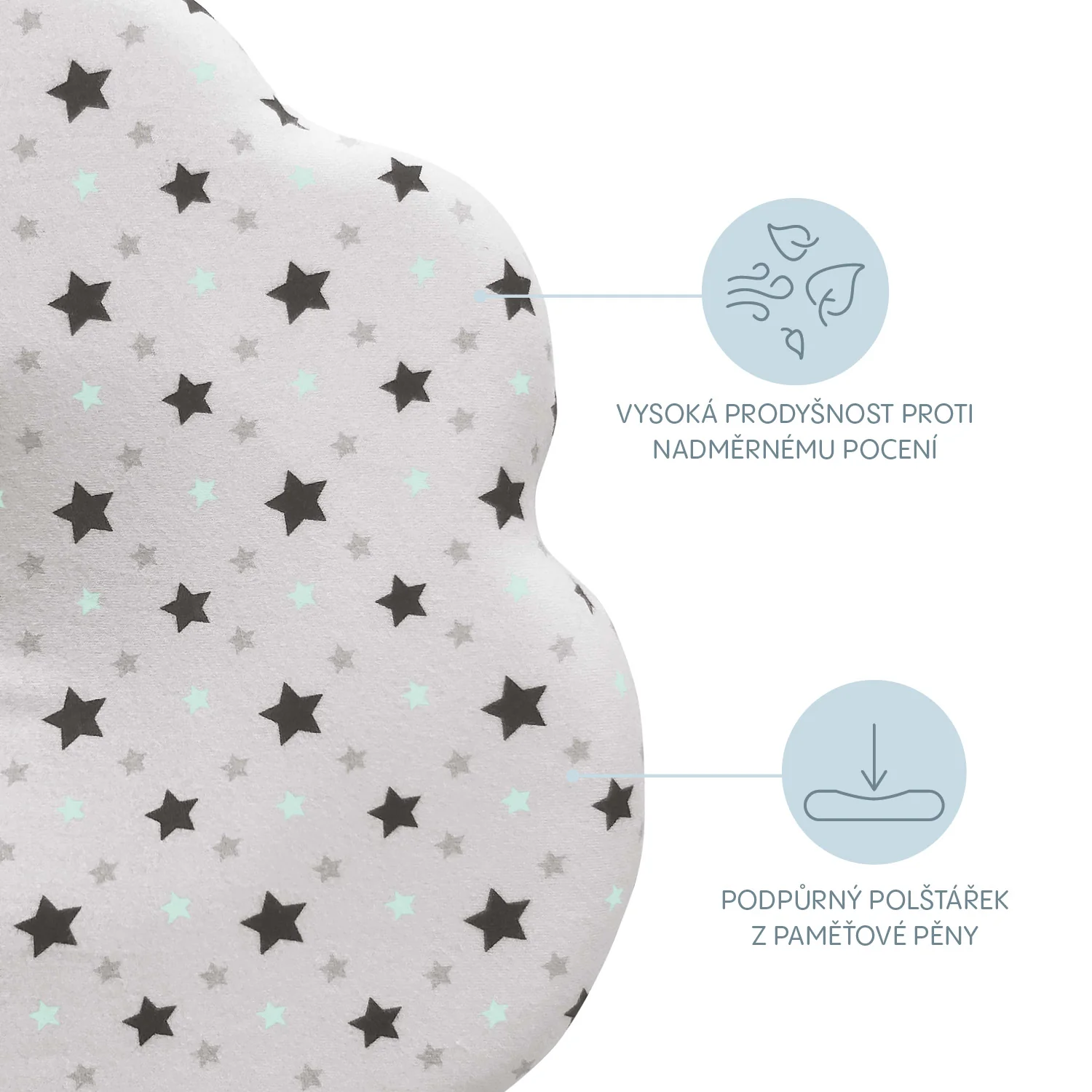 Zopa Polštářek z paměťové pěny, Mint stars 2