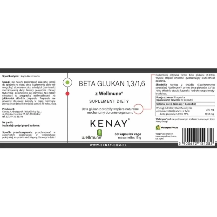 Kenay Beta glukan 1,3/1,6 Wellmune 60 kapslí