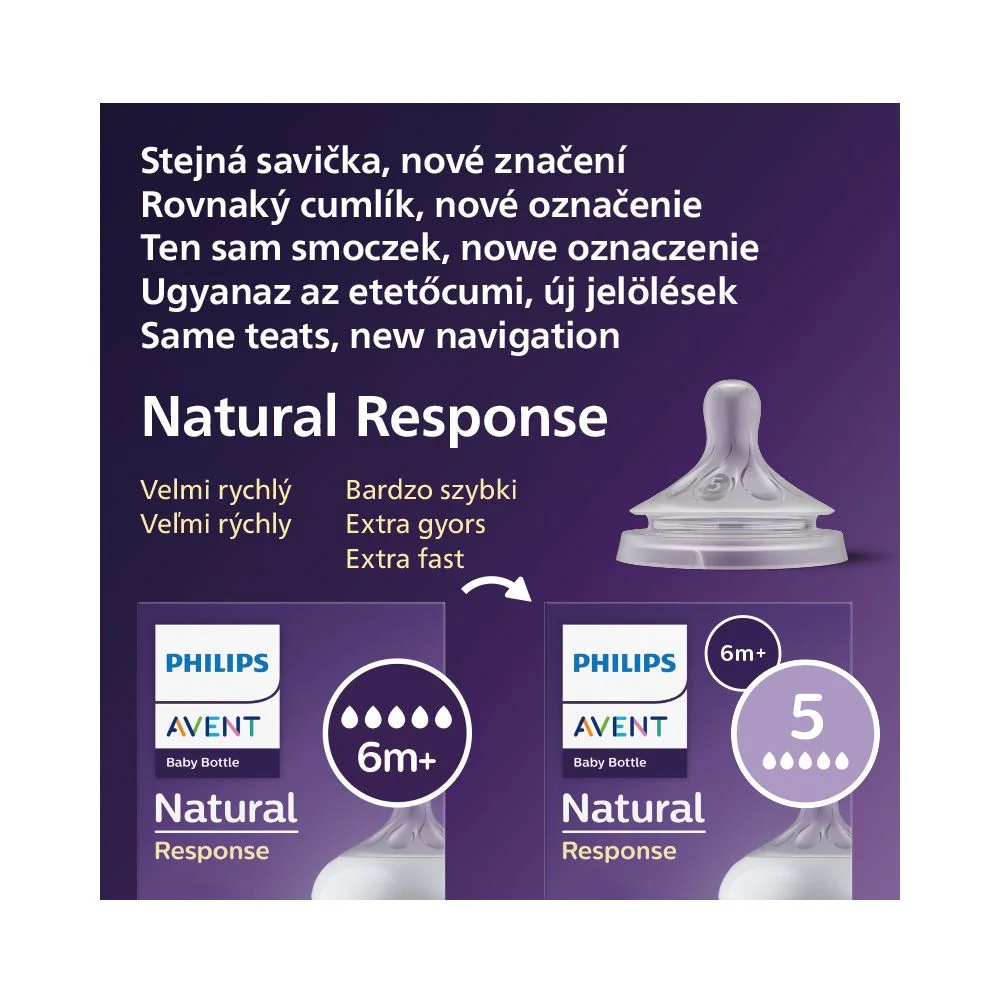 Philips Avent Natural Response 5 Savička velmi rychlý průtok 6m+ 2 ks
