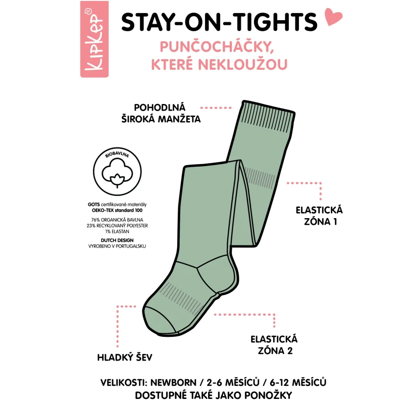 KipKep dětské punčocháče Stay-on-Tights NEWBORN Mauve
