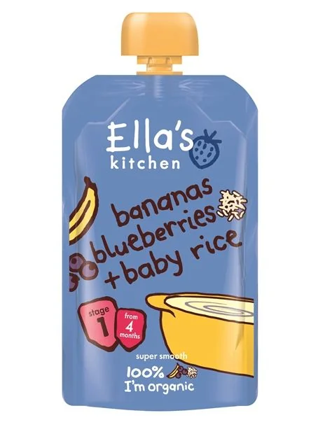 Ellas Kitchen BIO Dětská rýže banán a borůvky kapsička 120 g