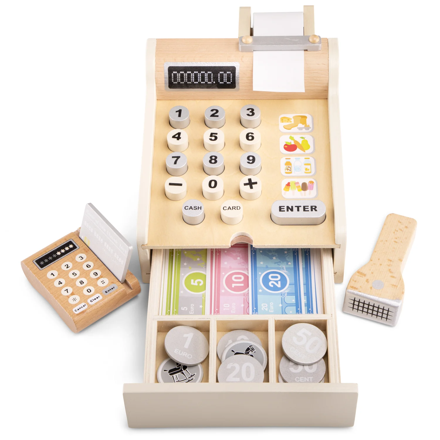 New Classic Toys Dřevěná dětská pokladna s doplňky