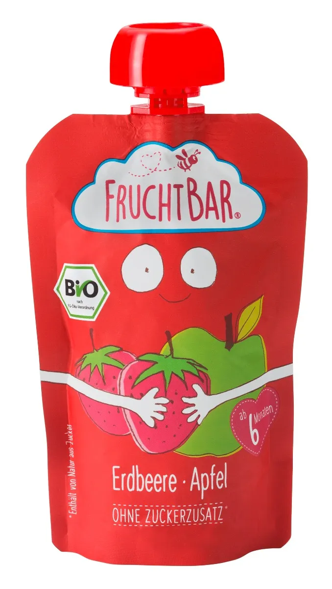 FruchtBar BIO Ovocná kapsička s jablkem a jahodou