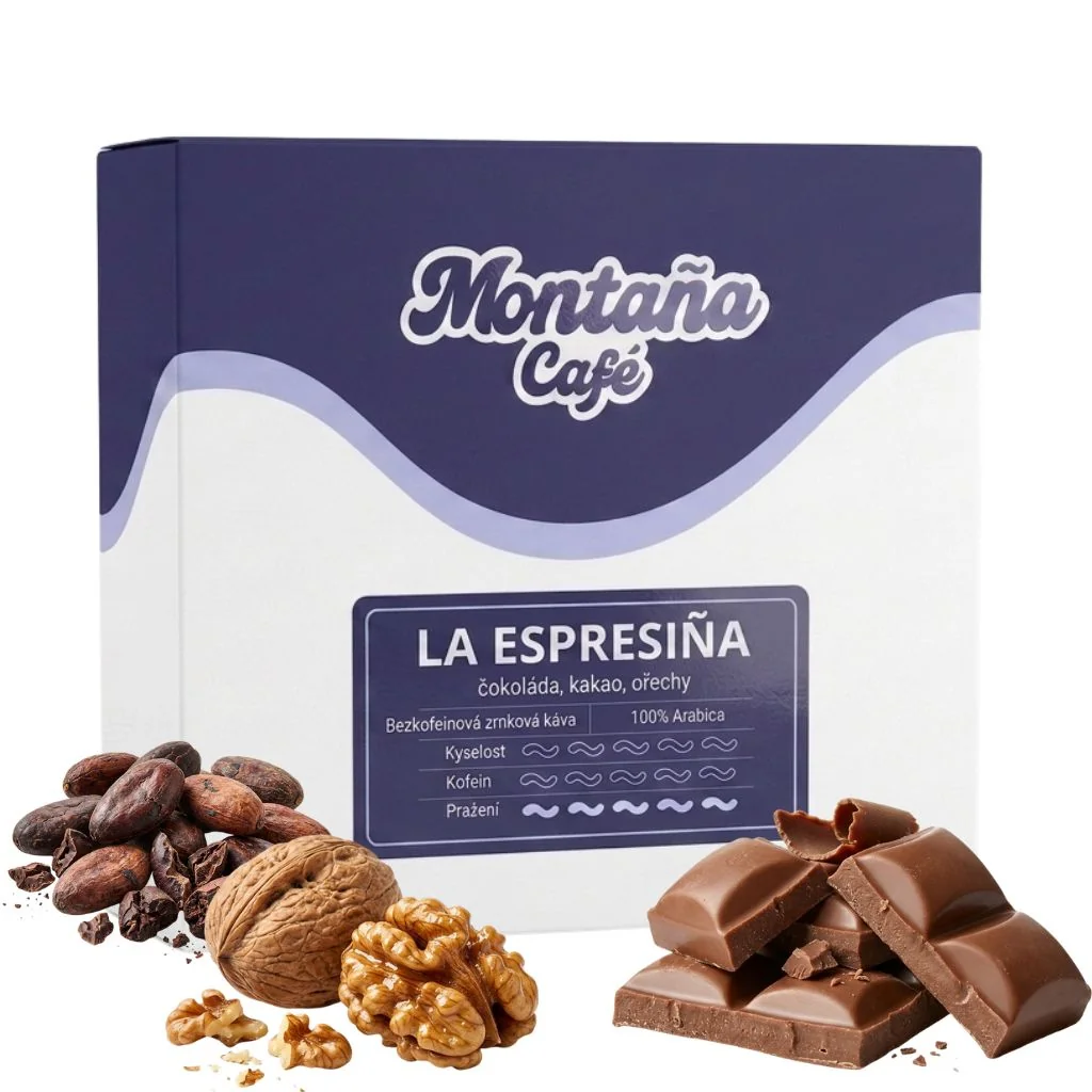 Montaña Café La Espresíňa bezkofeinová zrnková káva 250 g