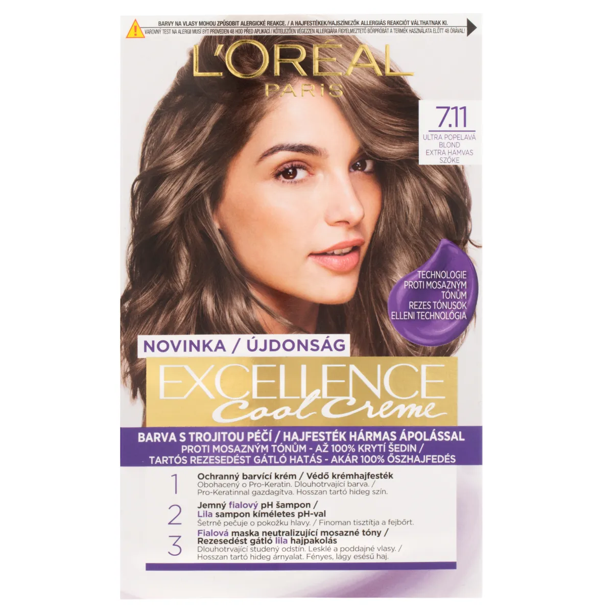 Loréal Paris Excellence Cool Creme odstín 7.11 ultra popelavá blond barva na vlasy