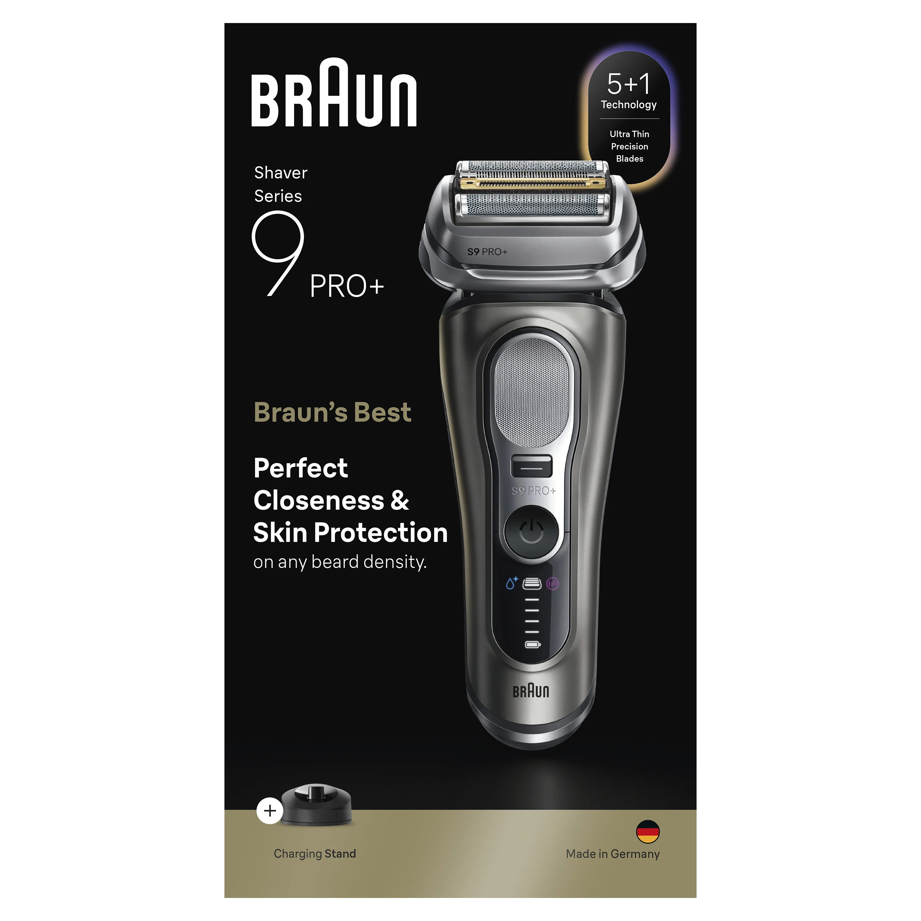 Braun Series 9 PRO+ 9615S elektrický holicí strojek + nabíjecí stojánek tmavě šedý