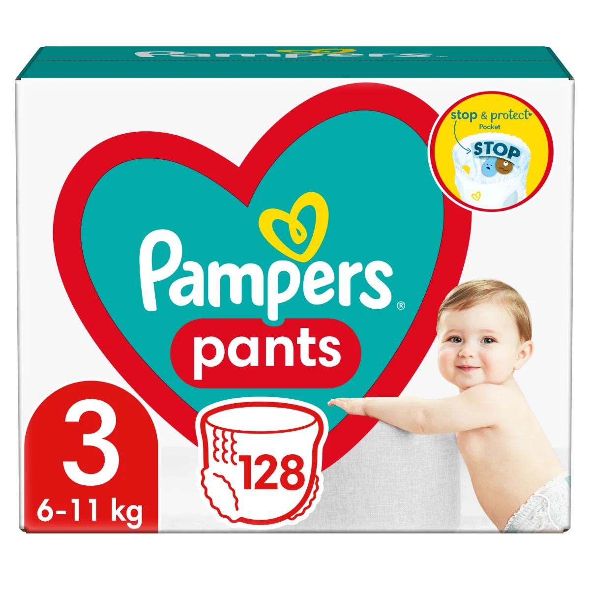 Pampers Pants vel. 3 Mega Pack 6-11 kg plenkové kalhotky 128 ks