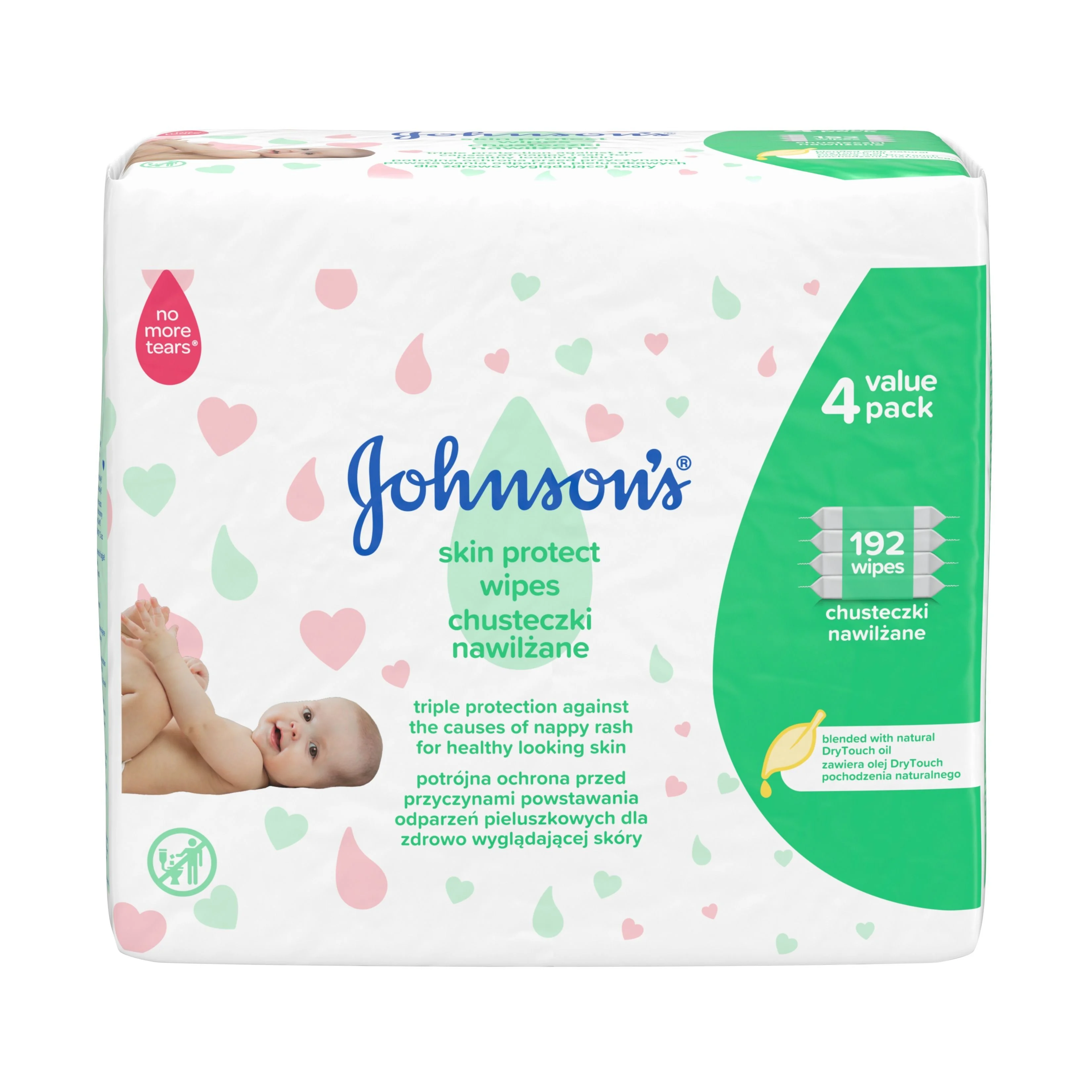 Johnson's Baby Skin Protect vlhčené ubrousky 192 ks