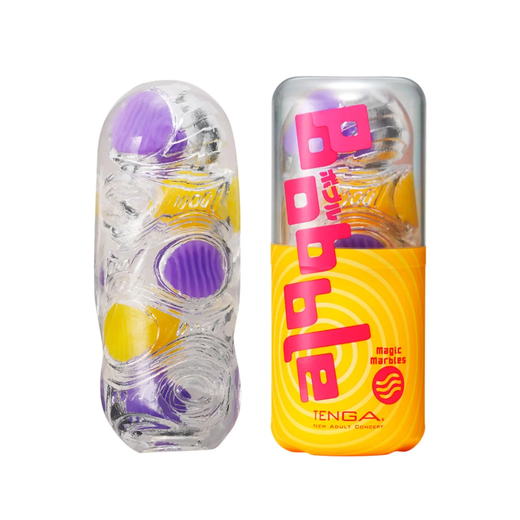 TENGA Flexibilní masturbátor Bobble, 14cm, žluto-fialový