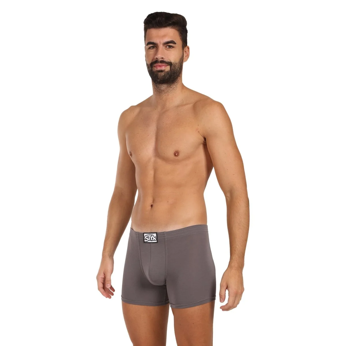Styx Pánské boxerky long klasická guma tmavě šedé (F1063) L