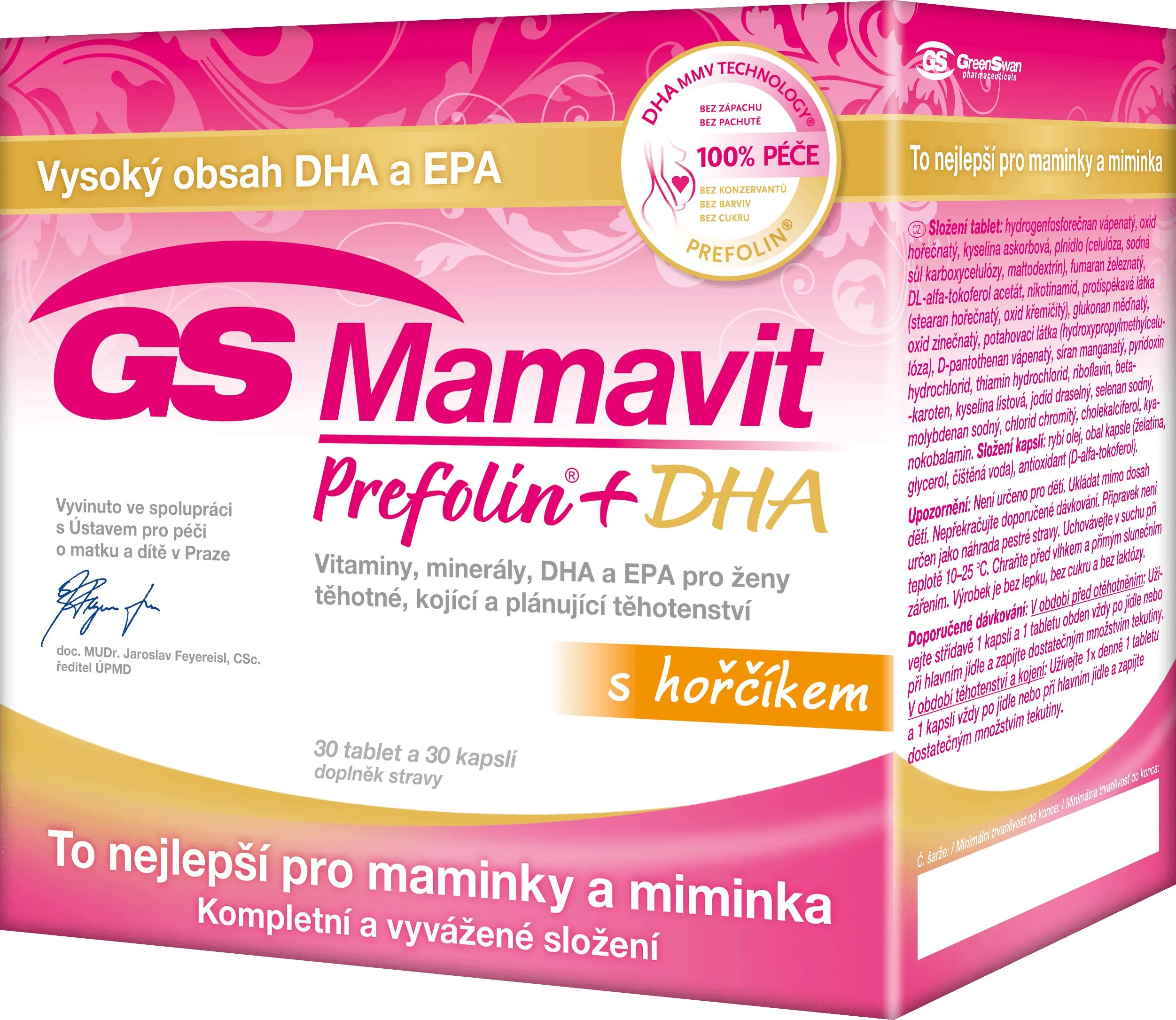 GS Mamavit Prefolin + DHA 30 tablet + 30 kapslí