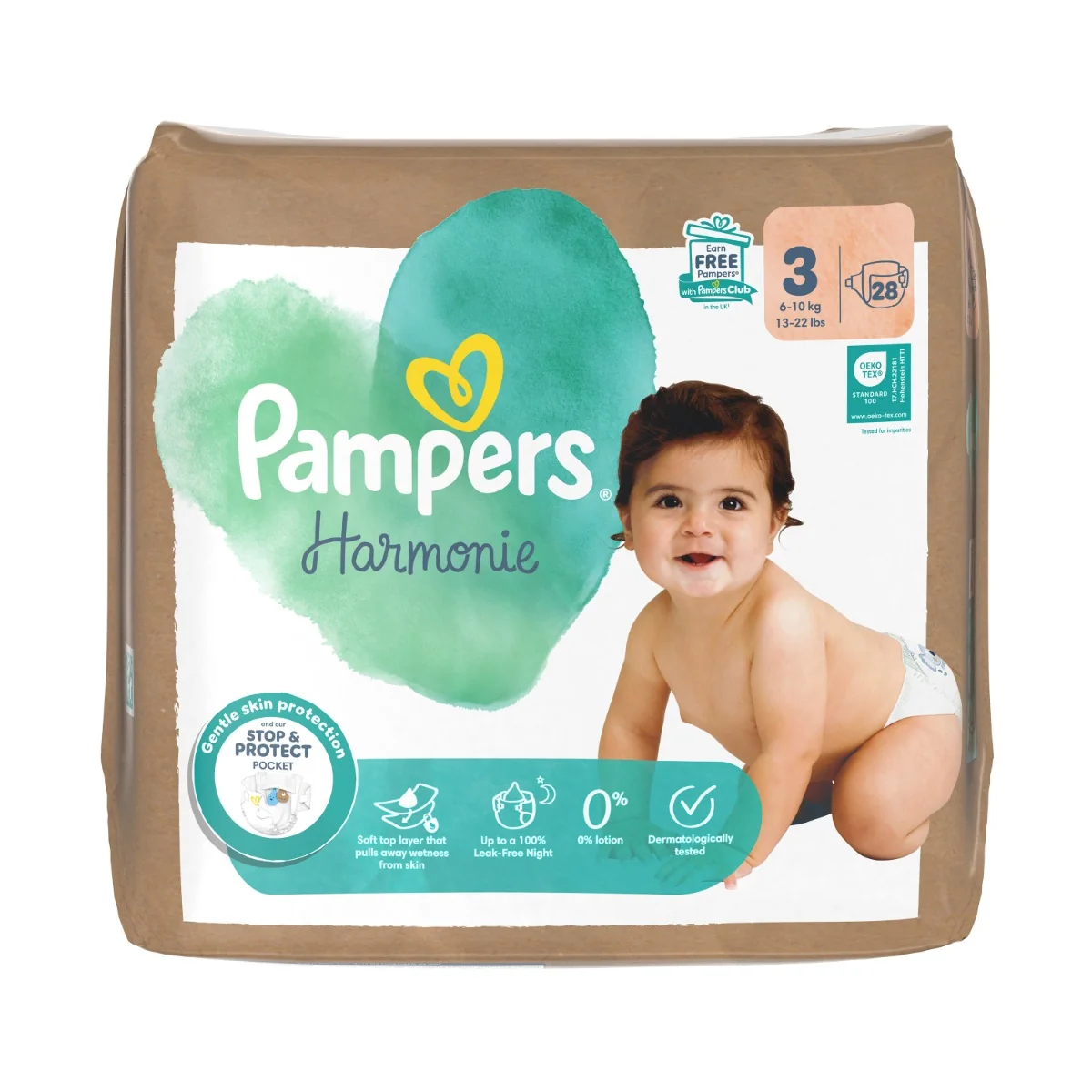 Pampers Harmonie vel. 3 6–⁠⁠⁠⁠⁠⁠10 kg dětské pleny 28 ks