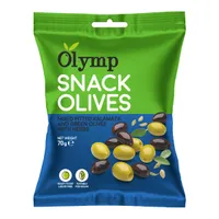 Olymp Mix Kalamata tmavé a zelené olivy bez pecky s bylinkami