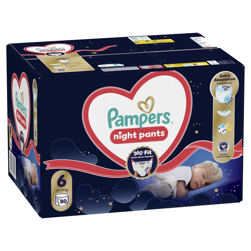 Pampers Night Pants vel. 6 13–19 kg dětské plenkové kalhotky 80 ks