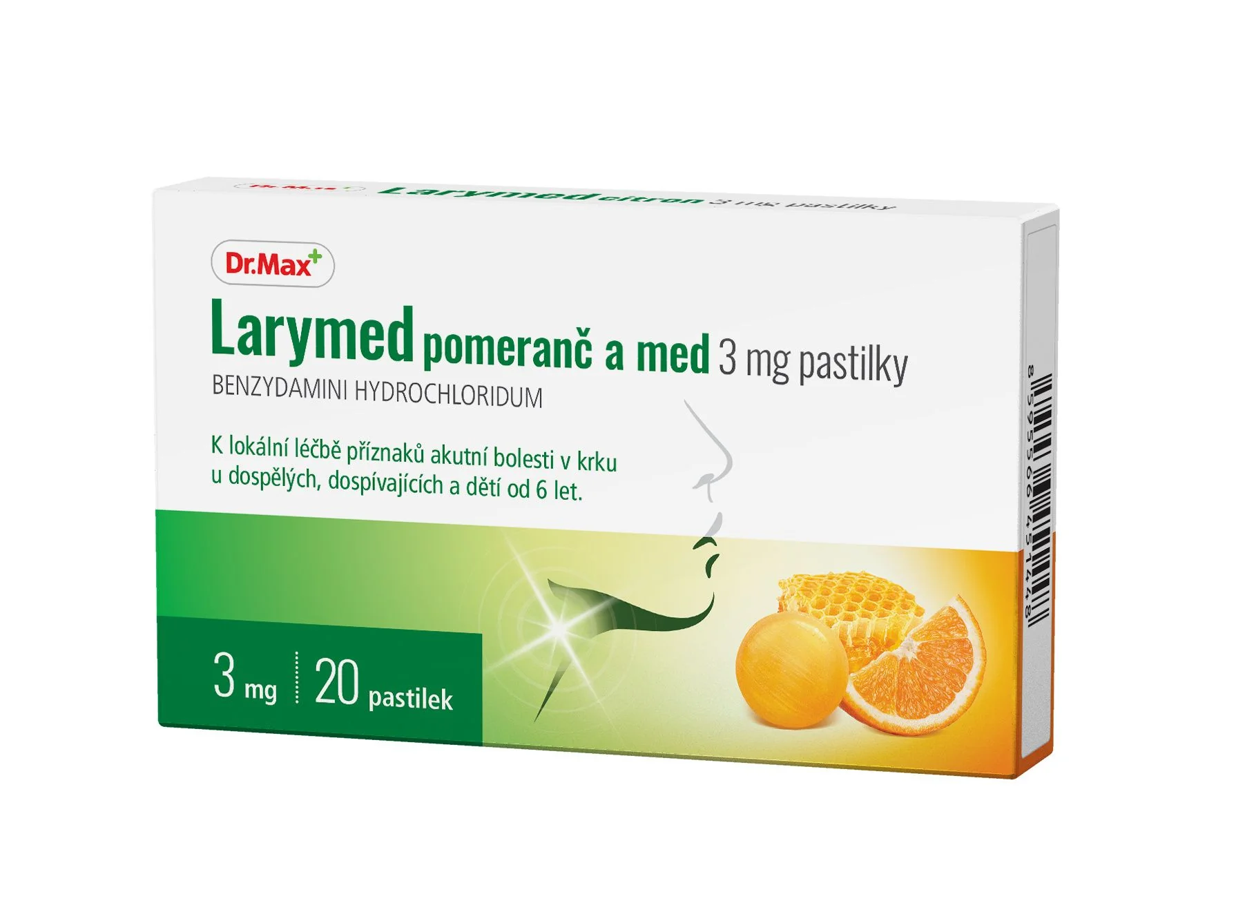 Dr. Max Larymed pomeranč a med 3 mg 20 pastilek