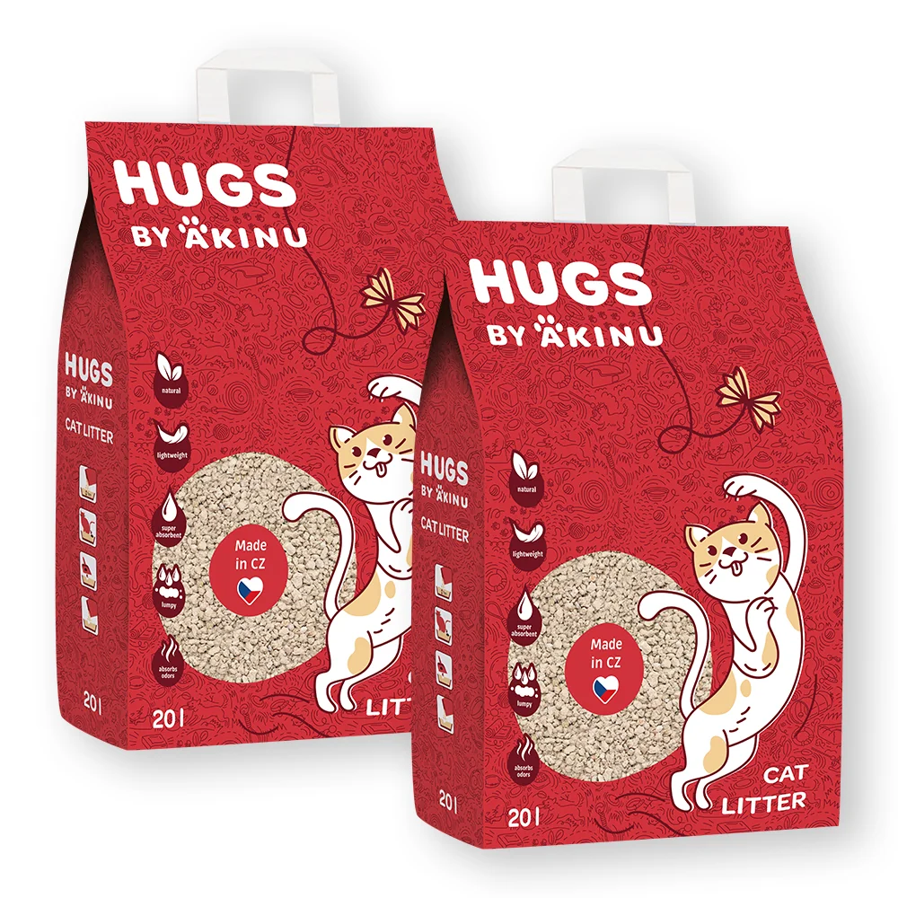 Akinu HUGS by Akinu Křemelinové stelivo pro kočky 2 x 20 l 