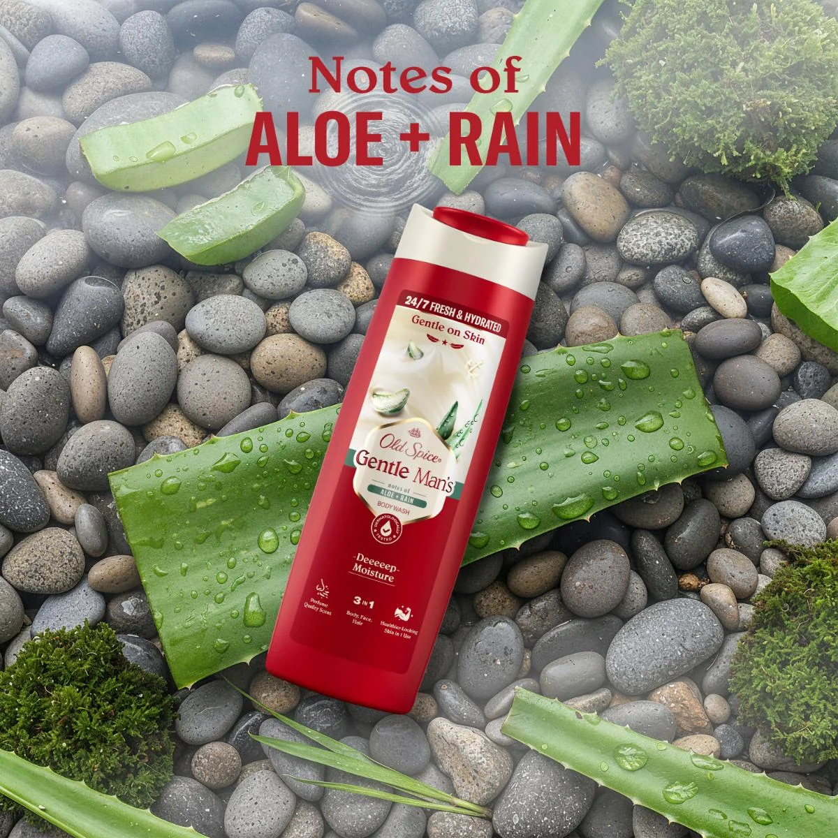 Old Spice Gentle Man's Aloe + Rain sprchový gel a šampon 3v1 400 ml