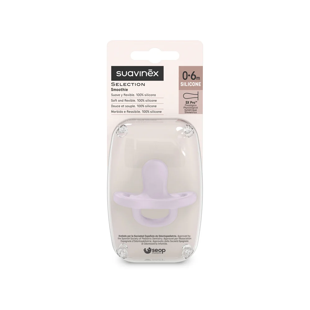 Suavinex Colour Essence Fyziologický dudlík 0–6m 1 ks fialový