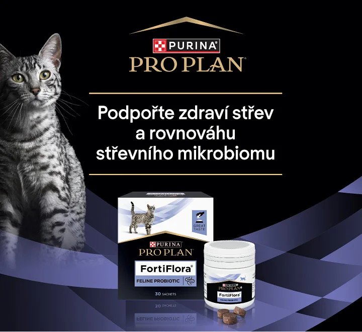 Podpořte zdraví střev a rovnováhu střevního mikrobiomu. Purina Pro Plan.