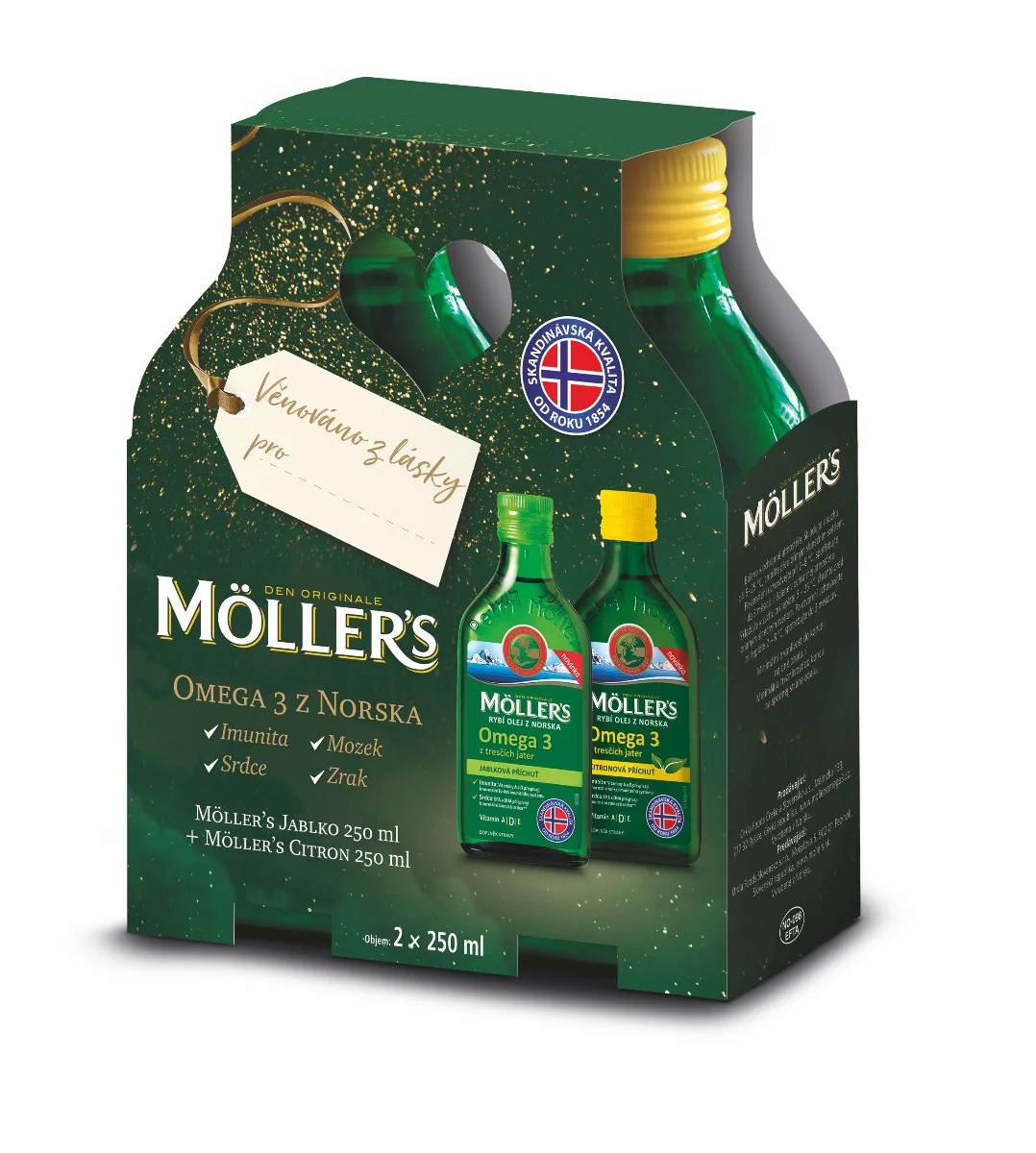 Mollers Omega 3 citron + jablko dárkové balení 2x250 ml