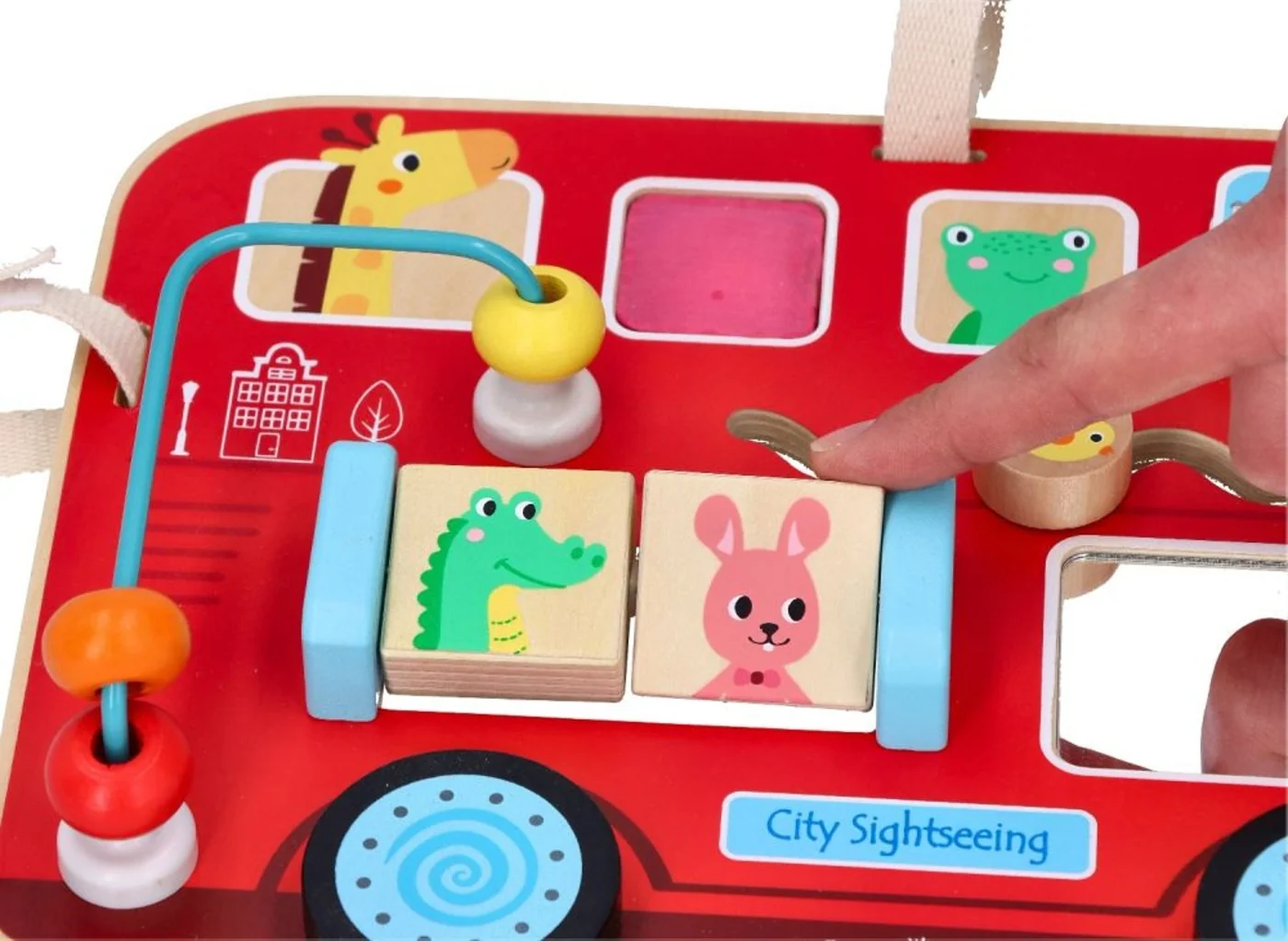 Lelin Edukační motorická dřevěná tabule - autobus