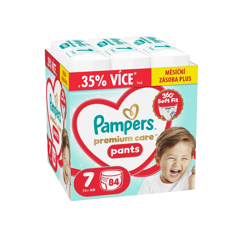 Pampers Premium Care Pants vel. 7 15+ kg plenkové kalhotky 84 ks